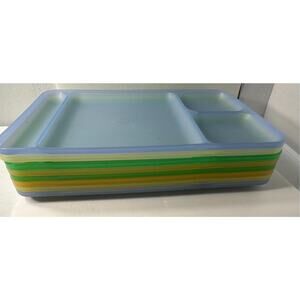 8 Vintage Tupperware Divided Food Trays Spring Tanslucent Colors 1535 TV Dinner